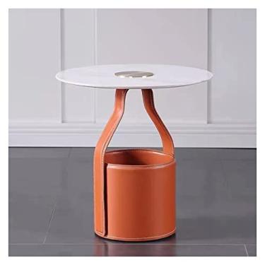 Imagem de Mesa lateral de sofá minimalista criativa lazer pequena mesa redonda sala de estar armazenamento pequena mesa de centro mesa de salão (cor: 1) (3)