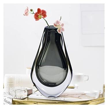 Imagem de x3anggyt5 Vaso de flor leve decoração de vaso de luxo, arranjo de flores de sala de estar, artesanato de esmalte de cristal, flor seca, decoração de armário de TV moderna simples decoração de casa