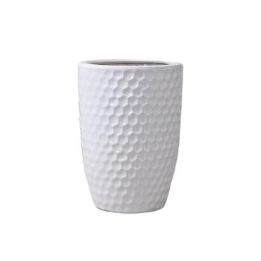 Imagem de KHUTRW3D Vaso de flores de cerâmica branco nórdico doméstico simples grande bacia de chão decoração de textura personalizada ornamento interno e externo (grande)