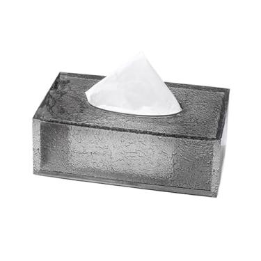 Imagem de Caixa de lenços de papel de mesa moderna prática de luxo decorativa de resina suporte retangular organizador dispensador facial de guardanapo (cinza, grande)