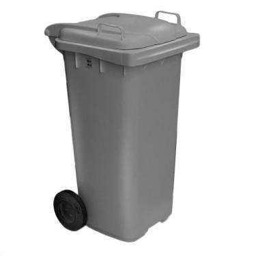 Imagem de Conteiner Lixeira Plastica 120l Contentor Com Rodas Cinza - jsn