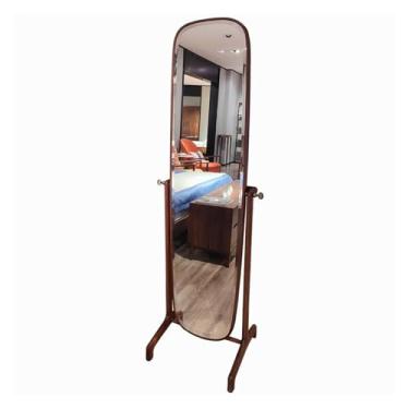 Imagem de Arara para roupas de quarto, espelho de vestir de corpo inteiro, piso de madeira maciça multifuncional, armazenamento, cabide de roupa sem pé