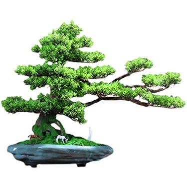 Imagem de Plantas artificiais, bonsai artificial, árvore de zimbro, vaso de cerâmica, pinheiro falso, bonsai, simulação, zen, planta falsa, bonsai artificial, decoração de árvore