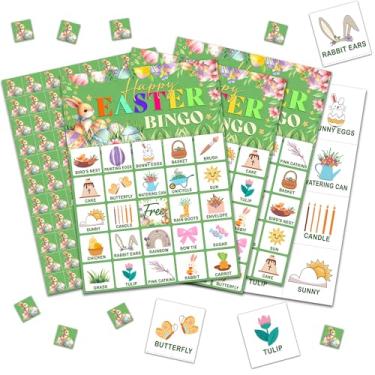 Imagem de Bgohrd Jogos de cartas de bingo de Páscoa, Happy Easter Bunny Egg Jogo de bingo para adultos e amigos, presentes ideais para atividades de festa de primavera, lembrancinhas de decorações de festa com