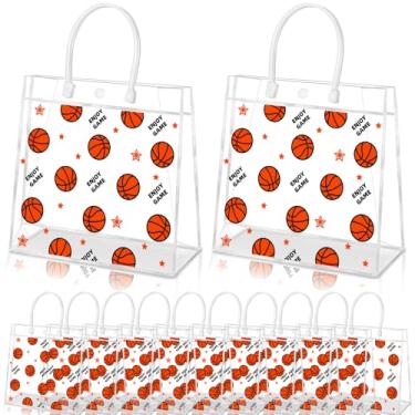 Imagem de HYMENEX 24 peças de sacos de presente de basquete, sacolas de presente de basquete com alças PVC transparente tema esportivo festa bolsa de lembrancinha para competição de equipe, aniversário, doces
