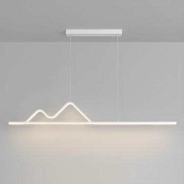 Imagem de Lustres LED reguláveis, lustre linear moderno, luminárias pendentes para ilha de cozinha, estilo nórdico simples, para sala de jantar, cafeteria e escritório, com altura ajustável.