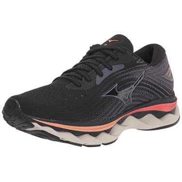 Imagem de Mizuno Tênis de corrida feminino Wave Sky 6, Preto/Quicksilver, 7.5 Wide