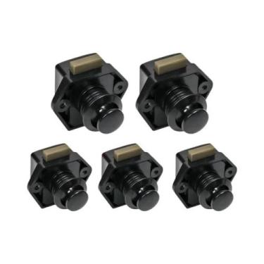 Imagem de Fechadura Preta Sem Chave Com Botão De Pressão, 5 Peças, Para Armário 