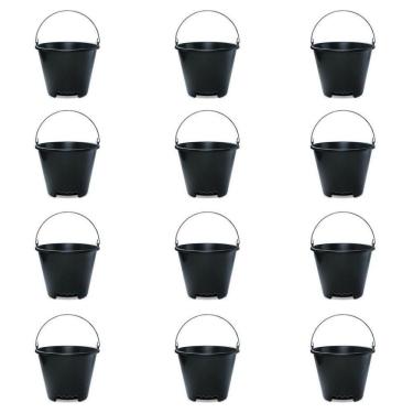 Imagem de Balde Pedreiro Alça Ferro Pega Mão 12 Lts (12 Peças) - Brasipla