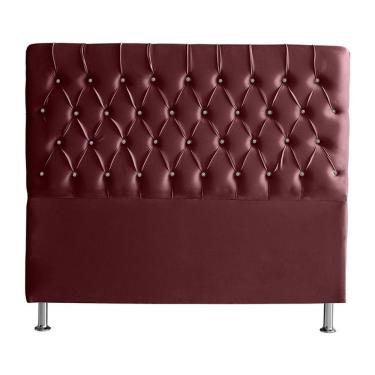 Imagem de Cabeceira De Cama Box Bella Casal 140 Cm Suede Botão Cristal Vinho Bordo Eli Móveis E Decoração