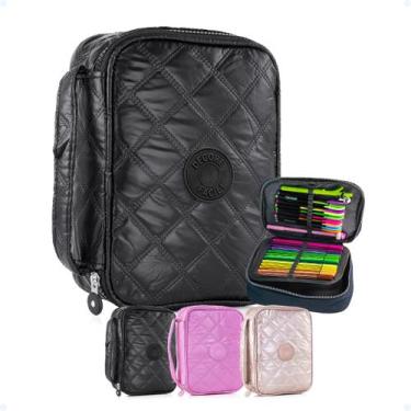 Imagem de Estojo Escolar Organizador Jumbo Box Divisórias Elásticos - Hxt, Preto