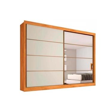 Imagem de Guarda Roupa Casal 2 Portas E 6 Gavetas C/ 1 Espelho Sevilha Peroba/Off White/Peroba - Europa