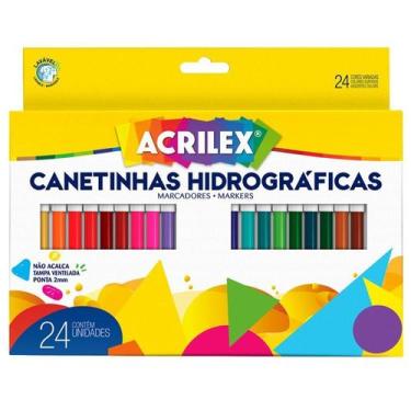 Imagem de Canetinha Hidrográfica Acrilex Grande  Cores Vivas e Traço Suave - 24 