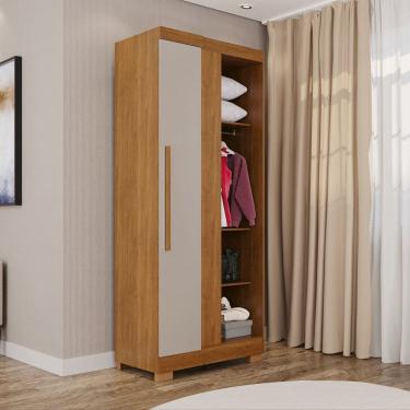 Imagem de Guarda-roupa Modulado Canto com Pé 1 Porta Fortaleza Cinamomo/Off-White