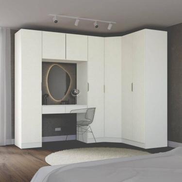 Imagem de Guarda-roupa Modulado de Canto Obliquo 6 Peças com 7 Portas Orion Cabecasa Madeiraoriginals Aveia/Linho