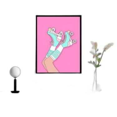 Imagem de Quadro Decorativo Patins Feminino 45X34Cm Vidro, Madeira B