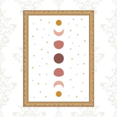 Imagem de Quadro Moldura Dourada Fases Lua Boho 24X18Cm