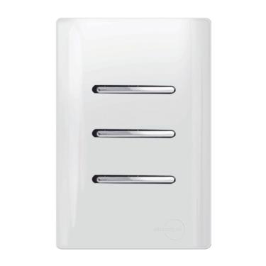 Imagem de 2 Interruptor Simples +1  Interruptor Paralelo Horizontal Cromado com Placa 4x2 Branca Dc120010