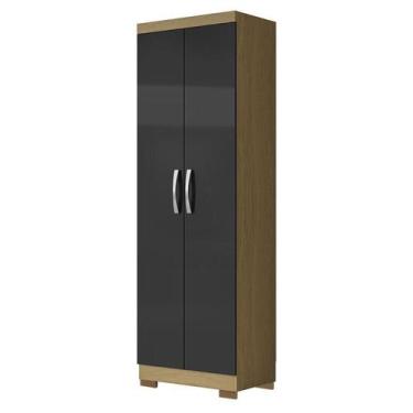 Imagem de Armário Multiuso 2 Portas New 2000192 Atacama Grafite com Pés Bronze- 