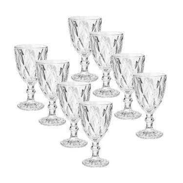 Imagem de Jogo 8 Taças Diamond Diamante Vidro Grosso Agua Suco Vinho - CLICK HOU