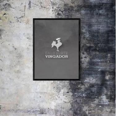 Imagem de Quadro Galo Volpi Fundo Cinza 33X24Cm - Vidro Moldura Preta - Quadros 