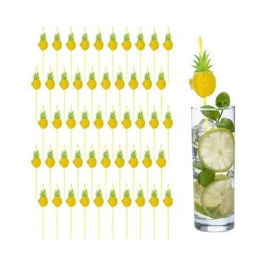 Imagem de Canudos Descartáveis 3D Flamingo E Abacaxi 150/50un. Suprimentos Para 