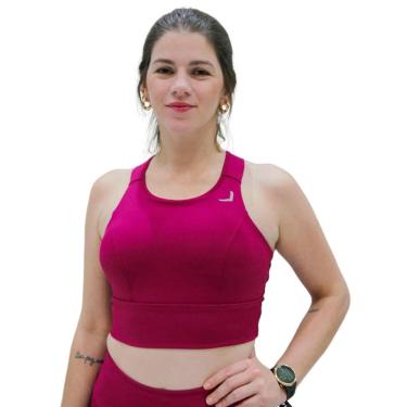 Imagem de Top Feminino Indrills Fitness Com Compressão e Bolso Para Corrida ou Treino Academia Malbec-Feminino