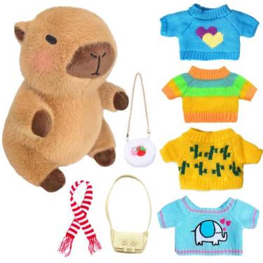 Imagem de Conjunto de brinquedos de pelúcia Kireidane Capybara com 7 roupas e ac