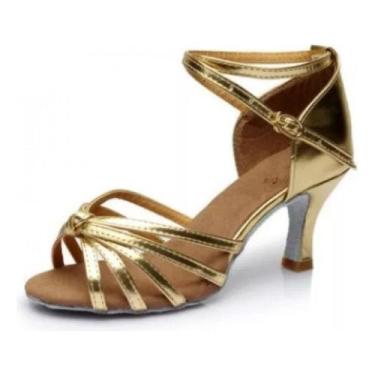 Imagem de Sapatos de dança com salto de seda de cetim latino para mulheres - J-O