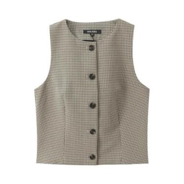 Imagem de Conjunto Feminino Xadrez De Duas Peças: Top Regata Gola O Sem Mangas E