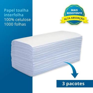 Imagem de Papel Toalha Interfolha Branco 100% Celulose 3000 - LOJA URANO DESCART