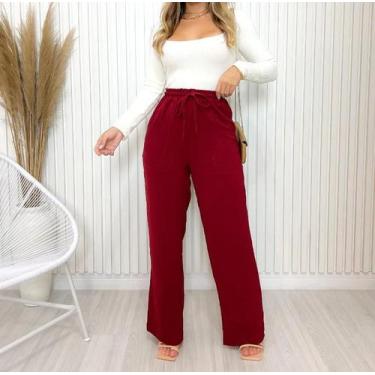 Imagem de Calça Pantalona Wide Leg Duna Elástico Social Cintura Alta - LLEV, Vin