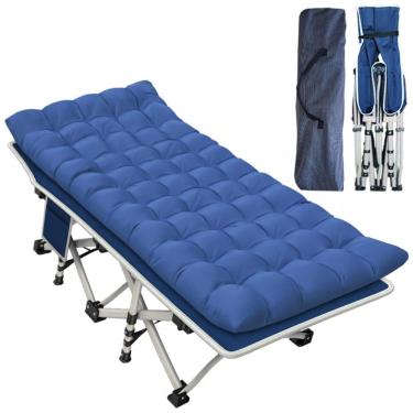 Imagem de GETOVIN Cama Acampamento, Camping Dobrável Portátil 4 Posições, até 200 kg, Azul