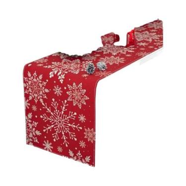 Imagem de Caminho De Mesa Com Padrão De Floco De Neve De Natal, Decoração Festiv