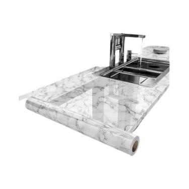 Imagem de Papel De Parede Adesivo De PVC Impermeável Com Efeito Mármore 40cm Par
