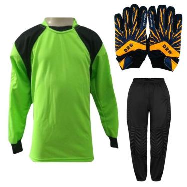 Imagem de Kit de Goleiro Infantil Camisa + Calça Acolchoada + Luva-Unissex