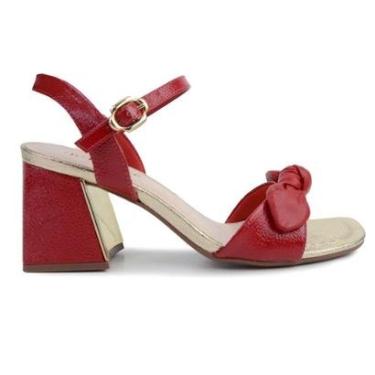 Imagem de Sandália Feminina Bebecê Verniz Vermelha e Dourada - T6049-Feminino
