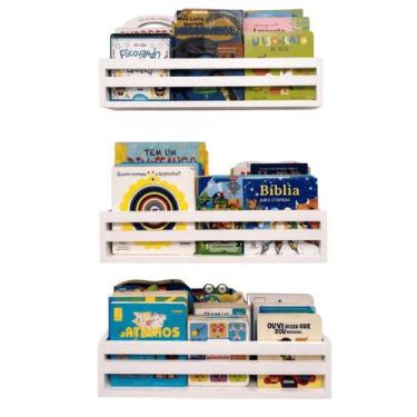 Imagem de Kit 3 Estante Para Livro Organizador Infantil Quarto Bebê 40 - Arte Ce