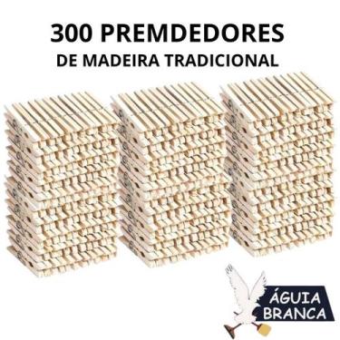 Imagem de Kit Econômico 300 Prendedores Madeira Águia Branca Uso Doméstico
