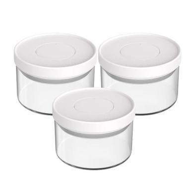 Imagem de Kit 3 Potes Herméticos Vidro 350ml Tampa Pressão 3KAM