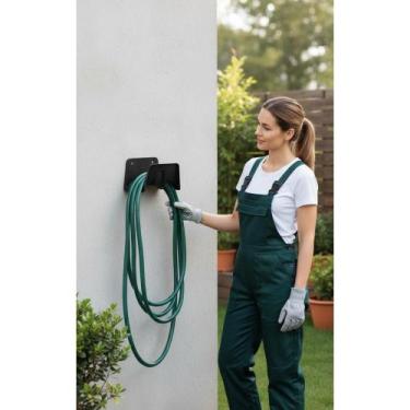 Imagem de 2x ENROLADOR MANGUEIRA JARDIM 30M PRETO PAREDE PVC - Congratulations S