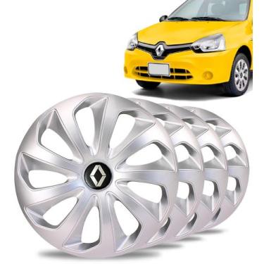 Imagem de Jogo 4 Calotas Velox Aro 14 Prata Renault Clio Sandero Logan - Elitte