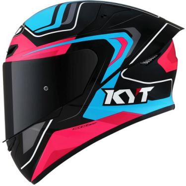 Imagem de Capacete KYT TT Course Overtech Azul e Rosa, 58