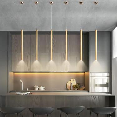 Imagem de Pendente Iluminação Tubo Dourado Para Sala Banheiro Bivolt - Sindora