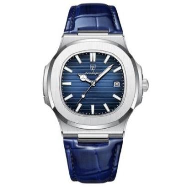 Imagem de Relógio Masculino Prateado Old Money Poedagar Pulseira Couro-Masculino