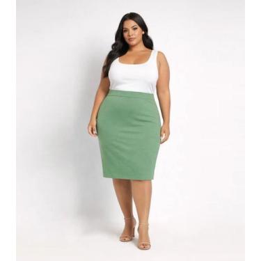 Imagem de Saia Feminina Plus Size Em Bengaline Renaluci Verde - Ranaluci, G2, Ve