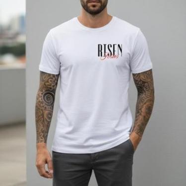 Imagem de Camiseta Masculina Estampa Minimalista Peito Algodão Gola Redonda Slim Fit Casual Confo...