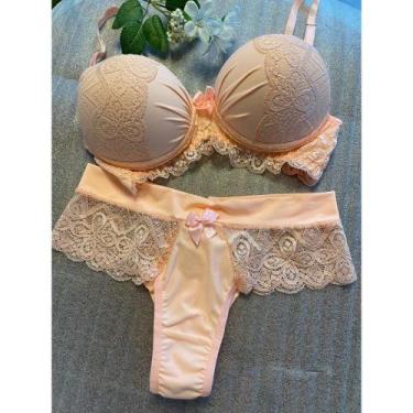 Imagem de Conjunto Lingerie Renda Salmão - PRESENTUS DEI, G