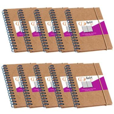 Imagem de Kit 10x Caderneta de Bolso 10x14cm 60 Folhas Pautadas Guarani TopGet, 