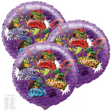 Imagem de Balões Metalizados Tartarugas Ninja - 3 Unidades de 45cm